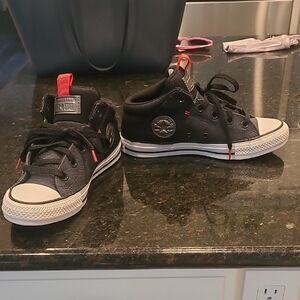 Converse Kids Black Sneakers with White Soles